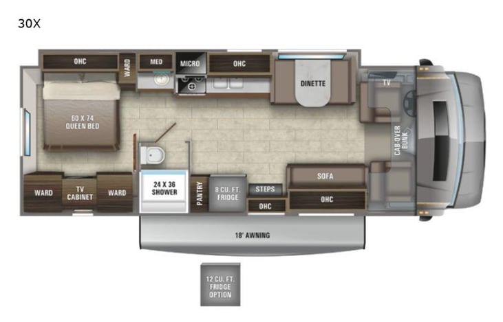 Representative floor plan provided by a trusted RVshare partner.