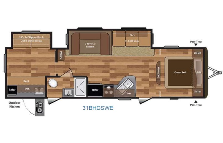 Representative floor plan provided by a trusted RVshare partner.