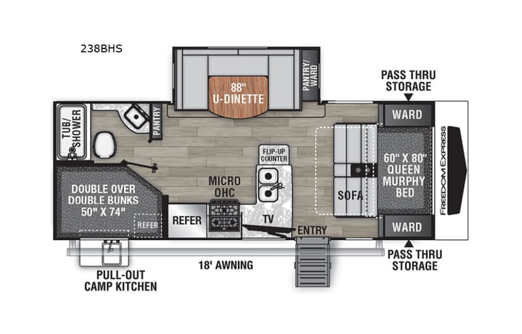 Representative floor plan provided by a trusted RVshare partner.