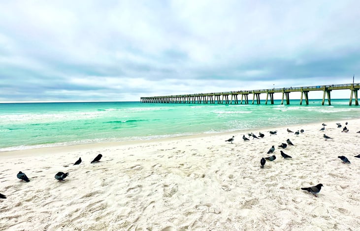 Navarre Beach 2 miles- 
Navarre Beach Pier (longest Pier ) Great Fishing!
