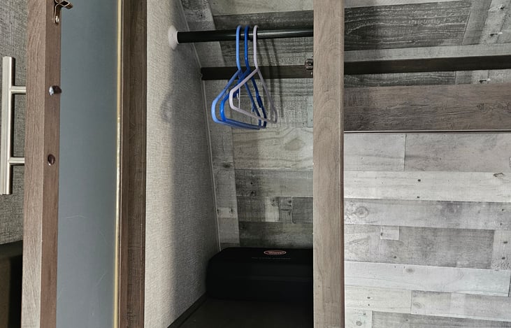 Closets on either side of main bed.