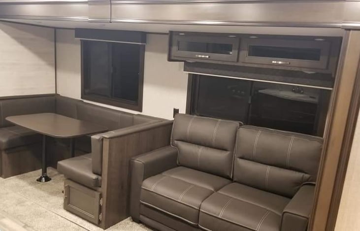 Pull out bed and kitchen seating.