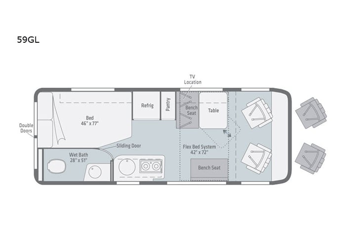 Representative floor plan provided by a trusted RVshare partner.