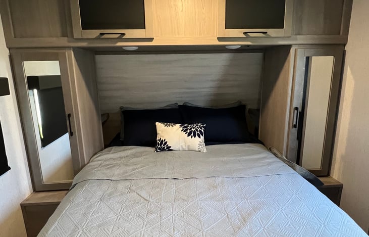 Queen size with comfy pillow topper.