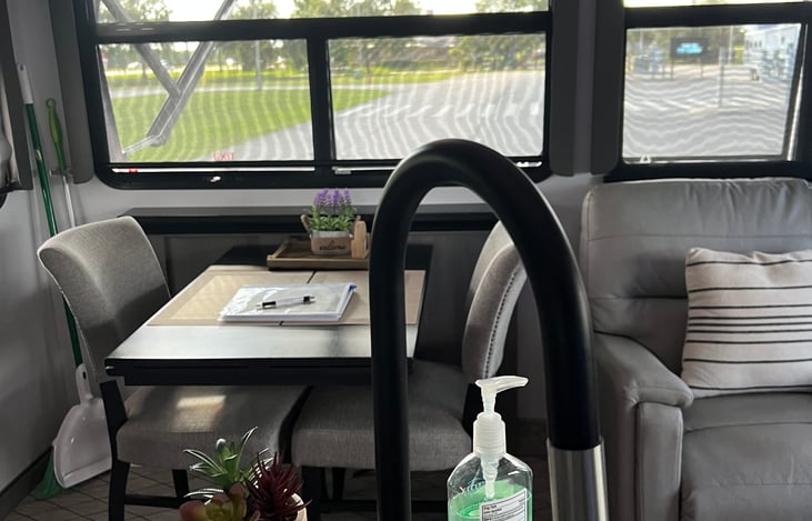 Dining table extends to seat four