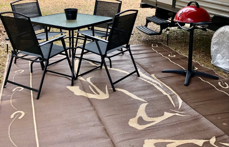Outdoor rug to keep everything a little cleaner
