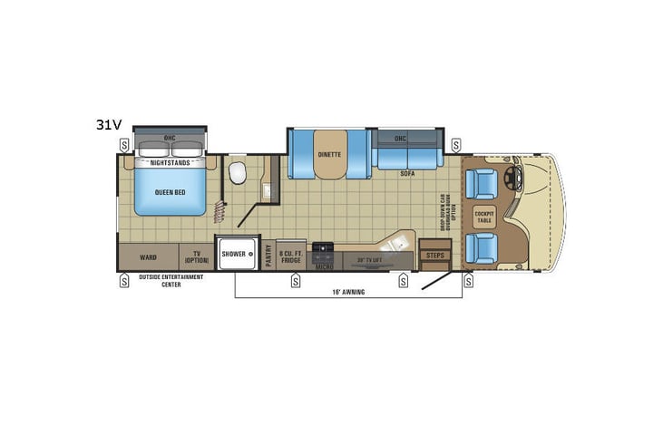 Representative floor plan provided by a trusted RVshare partner.