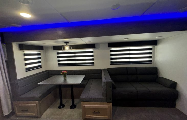 Modern LED accent lighting sets the perfect evening atmosphere.