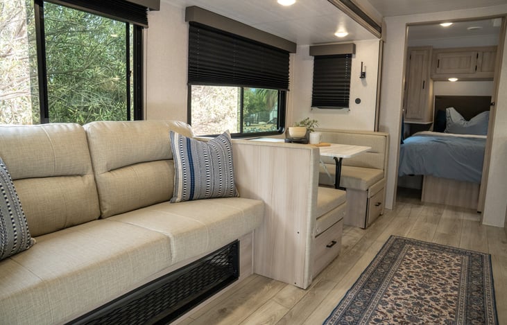 jackknife sofa easily converts to a bed large enough for one adult or two small children.