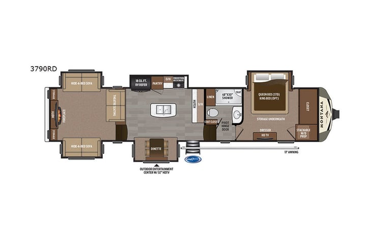 Representative floor plan provided by a trusted RVshare partner.