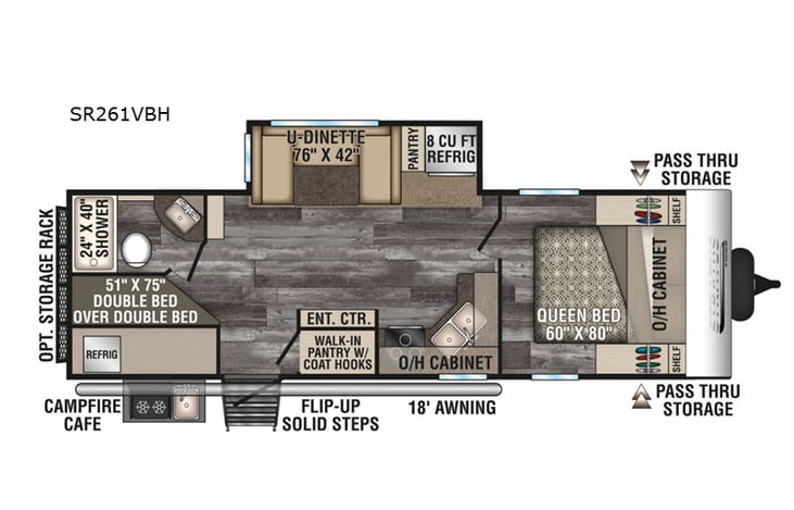 Representative floor plan provided by a trusted RVshare partner.