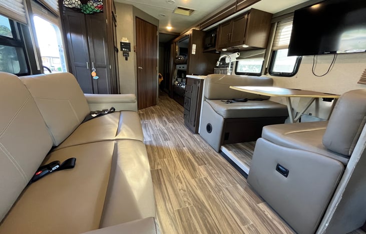 Reupholstered sofa and dinette seating