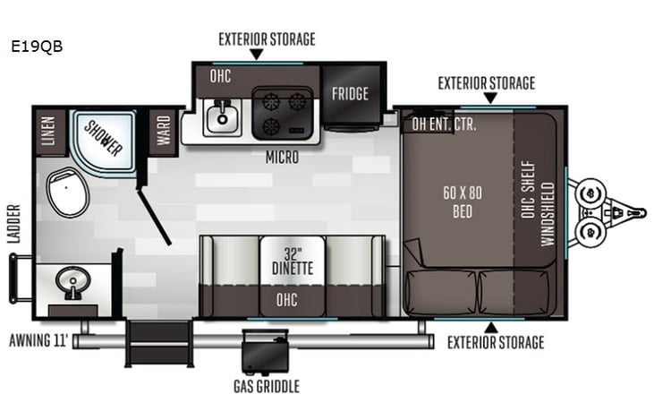 Representative floor plan provided by a trusted RVshare partner.
