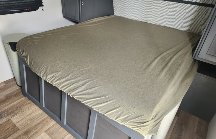 Master Bed with Foam Topper and Sheet as seen in picture.
