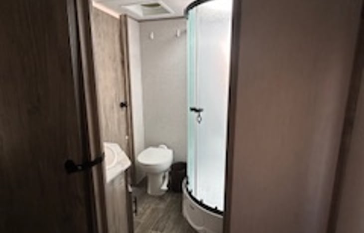 Bathroom with toilet and shower