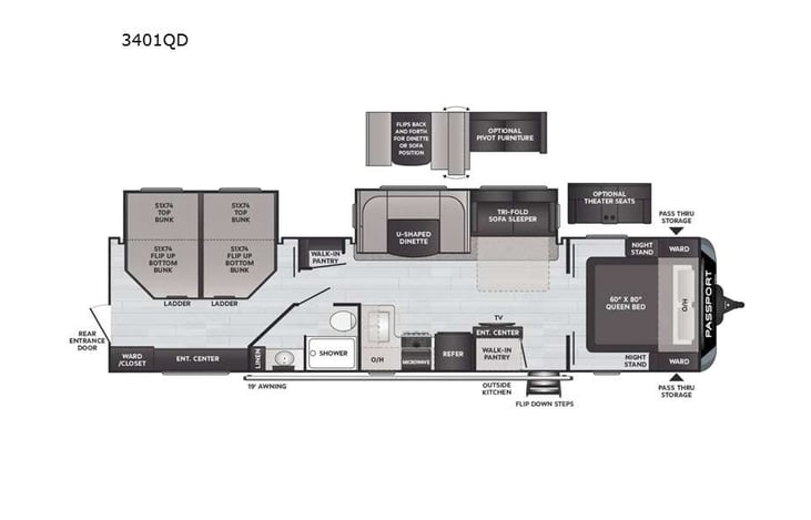 Representative floor plan provided by a trusted RVshare partner.