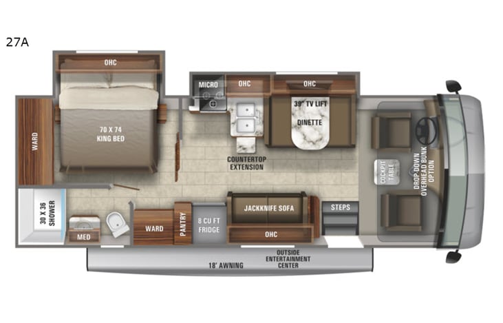 Representative floor plan provided by a trusted RVshare partner.