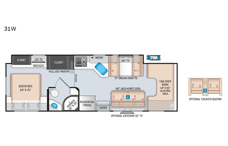 Representative floor plan provided by a trusted RVshare partner.