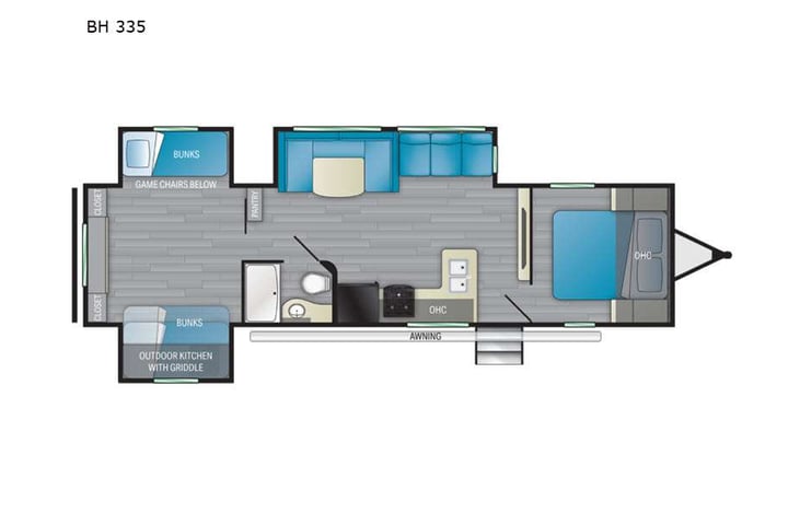 Representative floor plan provided by a trusted RVshare partner.