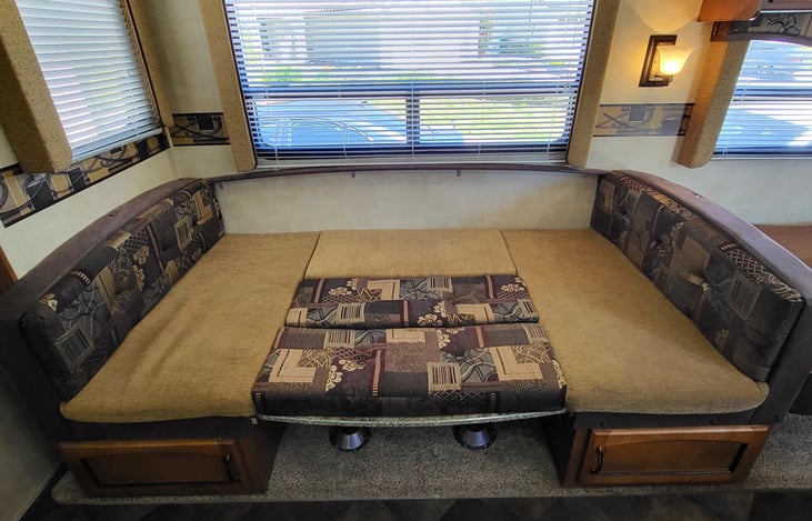 ***STEP 3 of 3*** Turn your dining table into a sleeper bed in no time. Take the Two cushions from the backrest and place them snug onto the tabletop. Enjoy your sleeper bed...