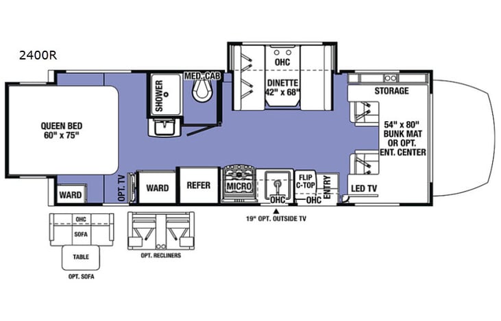 Representative floor plan provided by a trusted RVshare partner.