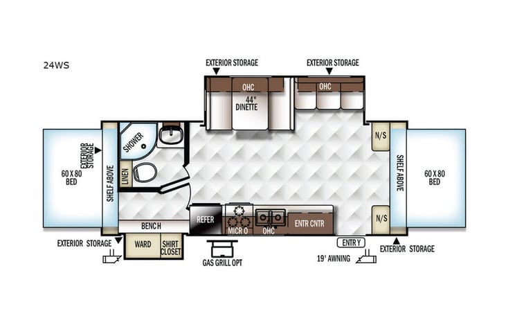 Representative floor plan provided by a trusted RVshare partner.