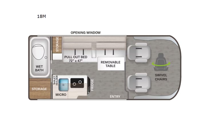 Representative floor plan provided by a trusted RVshare partner.
