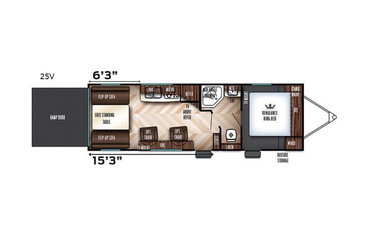 Representative floor plan provided by a trusted RVshare partner.