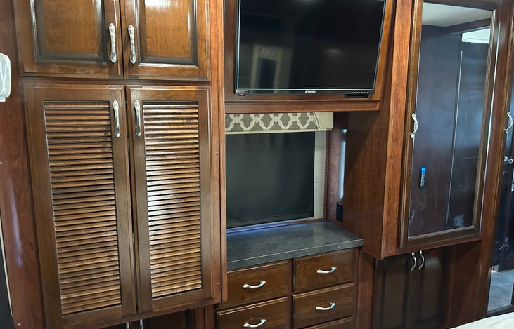 Bedroom TV, closet and drawer storage