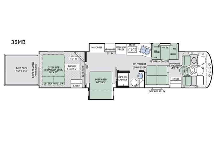 Representative floor plan provided by a trusted RVshare partner.