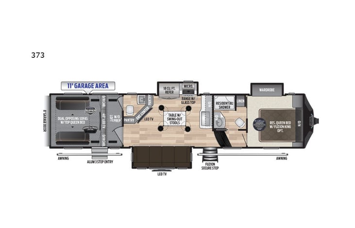 Representative floor plan provided by a trusted RVshare partner.