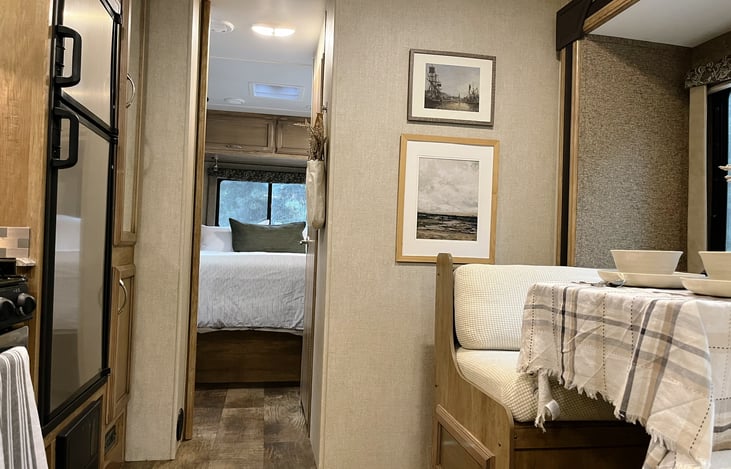 Under cushion storage under the dinette booths