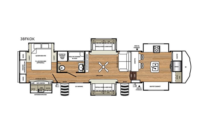 Representative floor plan provided by a trusted RVshare partner.
