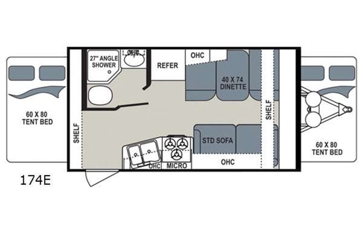 Representative floor plan provided by a trusted RVshare partner.