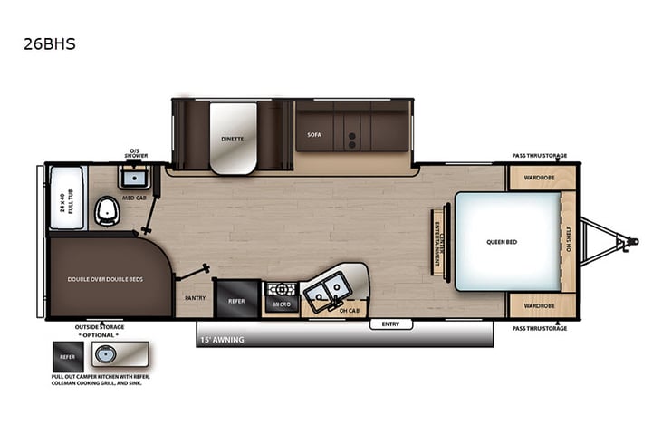 Representative floor plan provided by a trusted RVshare partner.