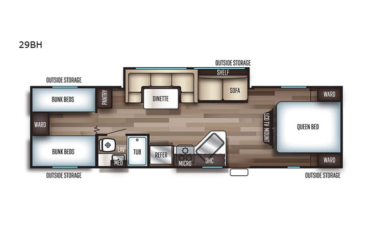 Representative floor plan provided by a trusted RVshare partner.