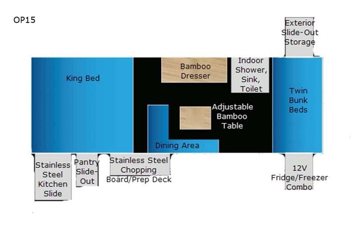 Representative floor plan provided by a trusted RVshare partner.