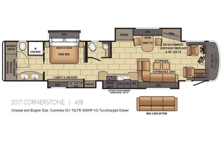 Representative floor plan provided by a trusted RVshare partner.