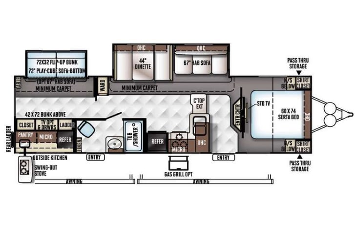 Representative floor plan provided by a trusted RVshare partner.