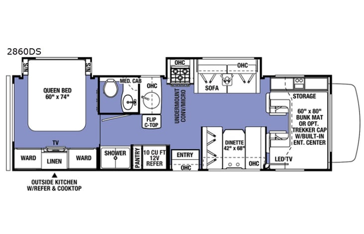 Representative floor plan provided by a trusted RVshare partner.