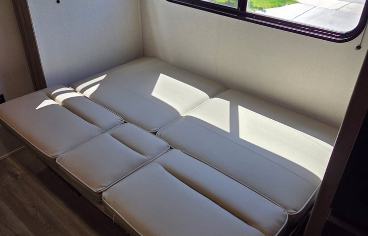 Couch that is converted to a bed (great for your children to sleep on)