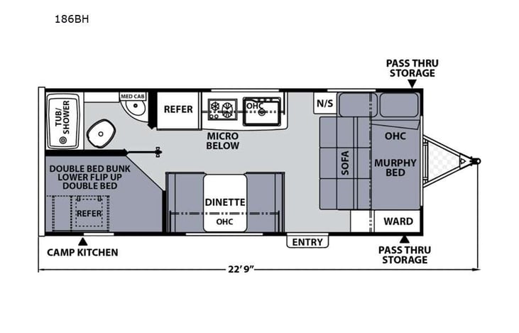 Representative floor plan provided by a trusted RVshare partner.