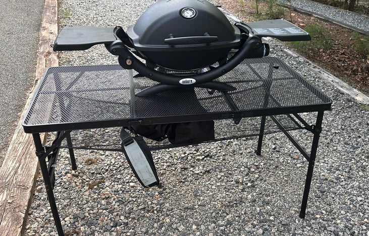Baby Q and grilling table. *additional charge