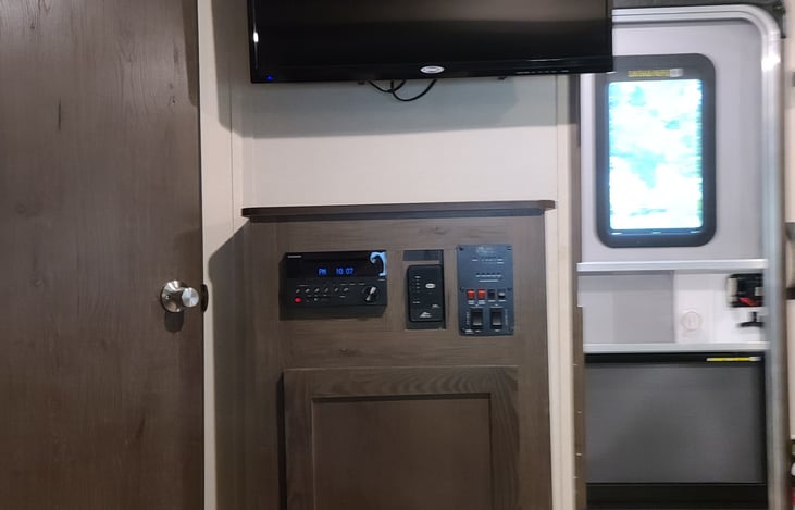 Entertainment area and front door.