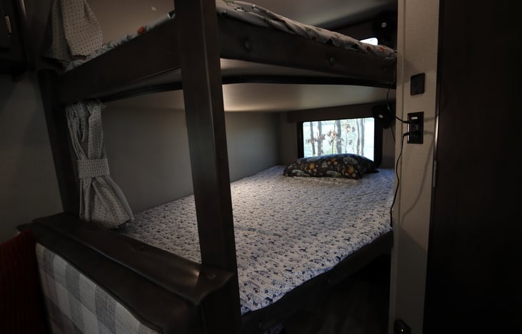 Large Lower Bunk Bed with Operable Window and Privacy Curtain