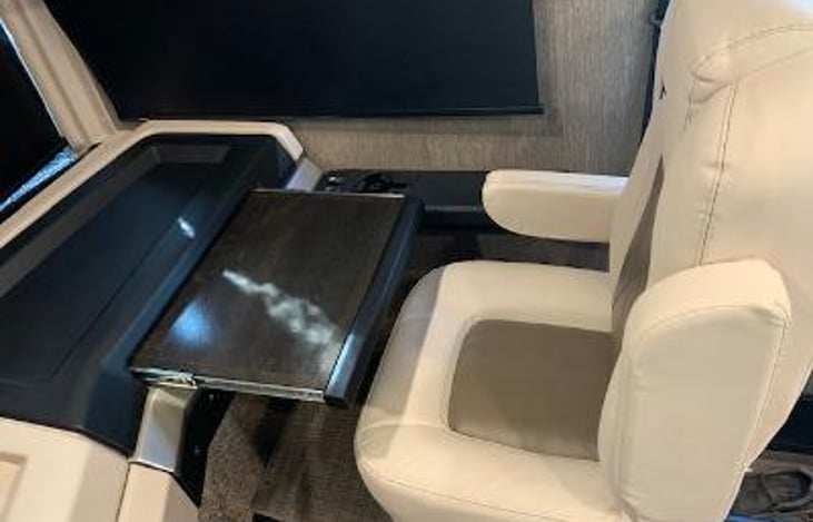 Passenger seat with pull out tray.