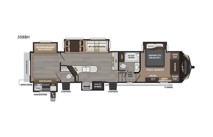 Representative floor plan provided by a trusted RVshare partner.