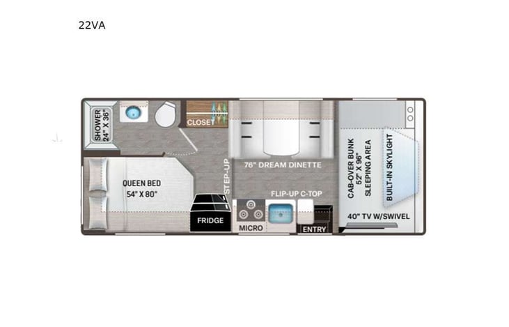 Representative floor plan provided by a trusted RVshare partner.