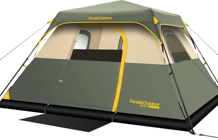 Fanttik Outdoor Camping Tent 6 Person Instant Cabin Tent. Setup in 60 Seconds with Rainfly