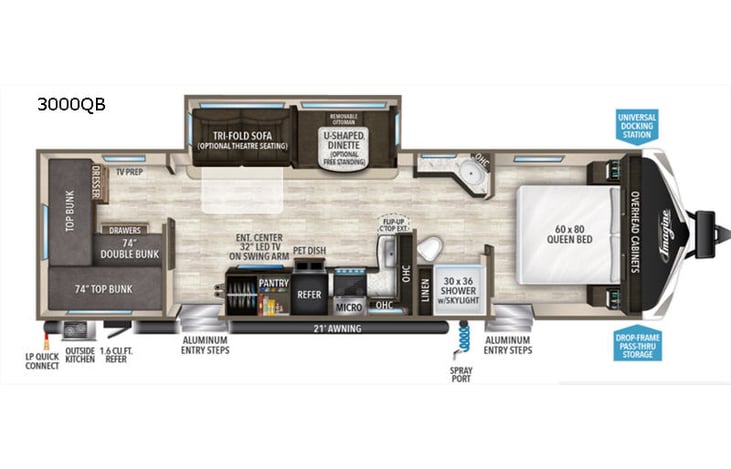 Representative floor plan provided by a trusted RVshare partner.